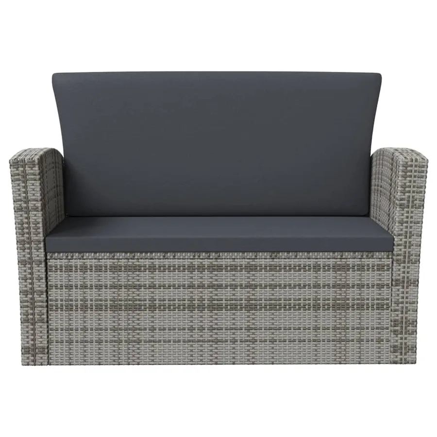 Salon de jardin 8 pcs avec coussins résine tressée gris - 6