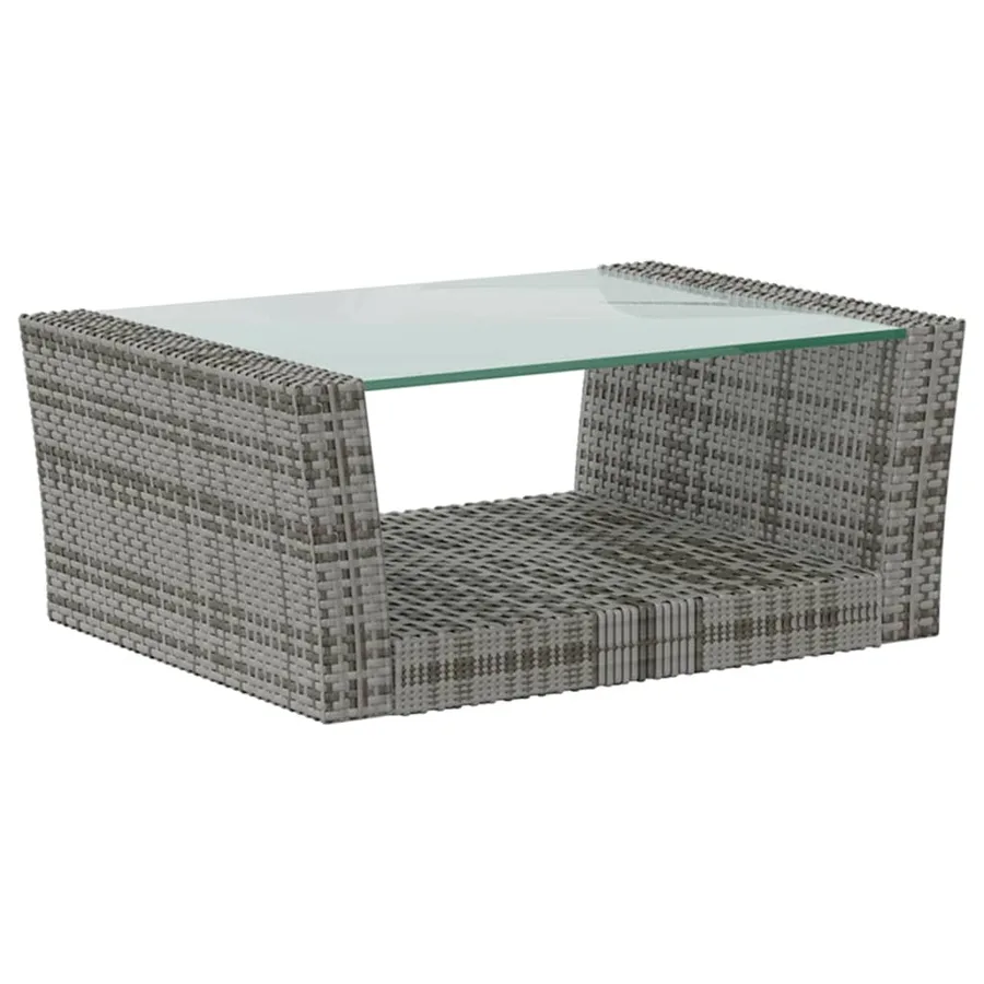 Salon de jardin 8 pcs avec coussins résine tressée gris - 7