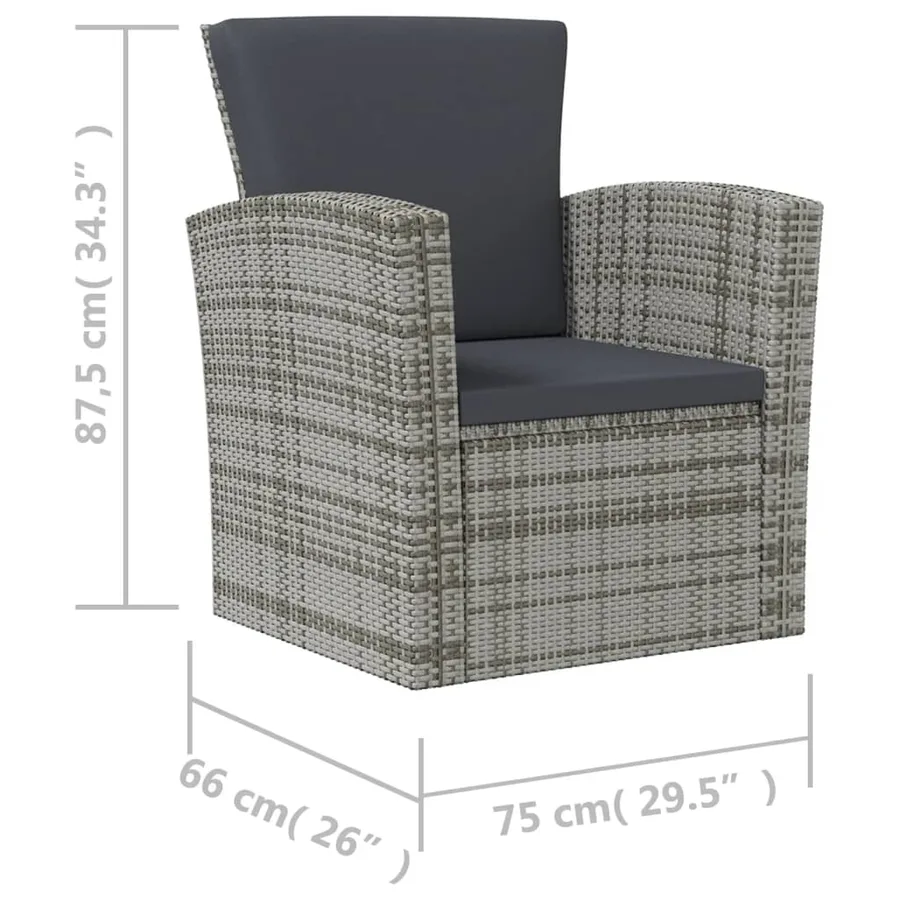Salon de jardin 8 pcs avec coussins résine tressée gris - 9