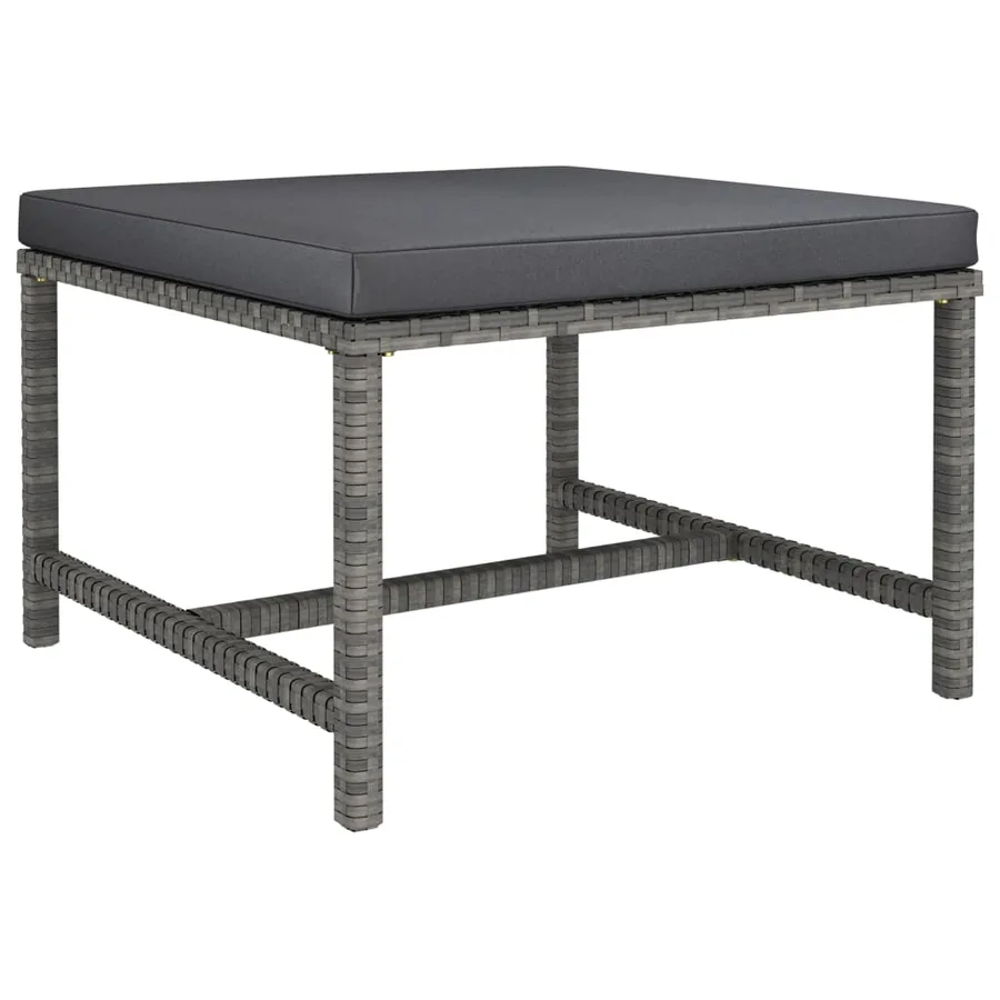 Salon de jardin 7 pcs avec coussins Résine tressée Gris - 8