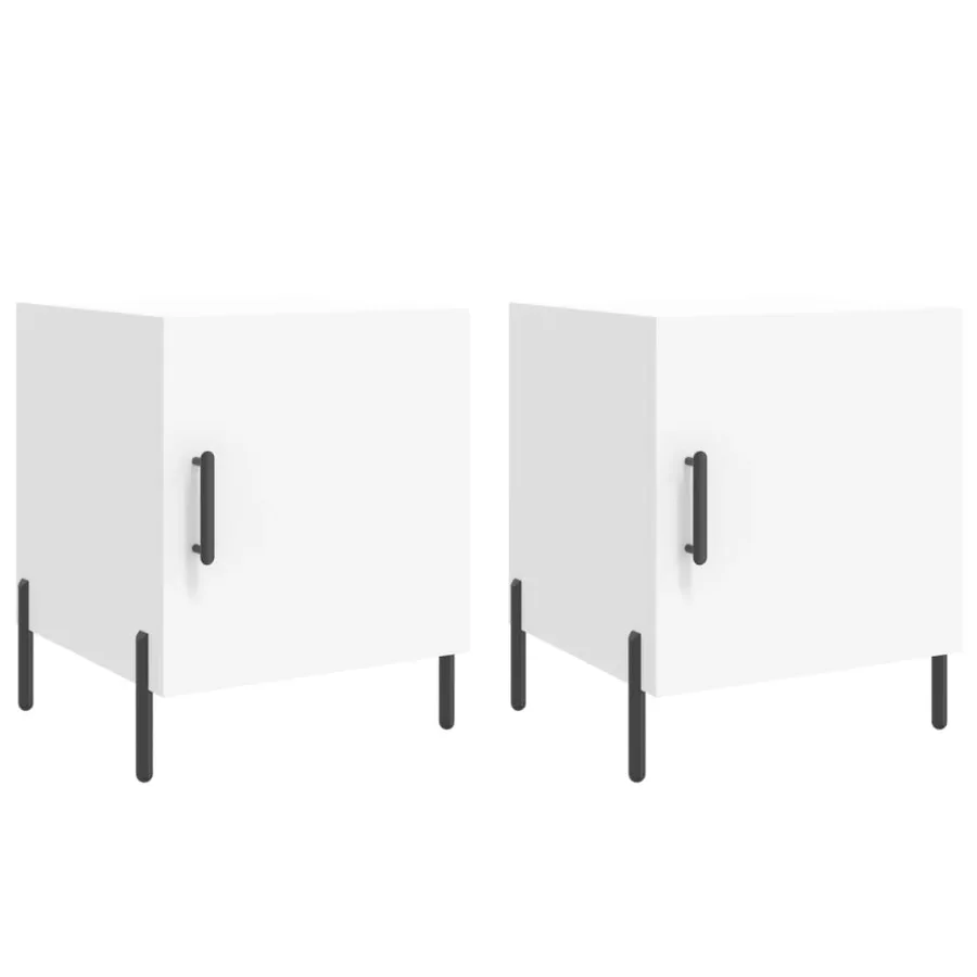 Tables de chevet 2 pcs blanc 40x40x50 cm bois d’ingénierie - 2