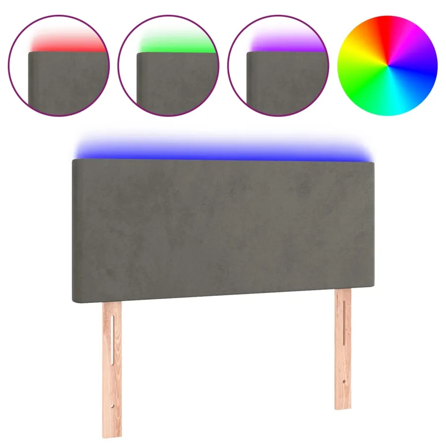 Tête de lit à LED Gris foncé 90x5x78/88 cm Velours - 2