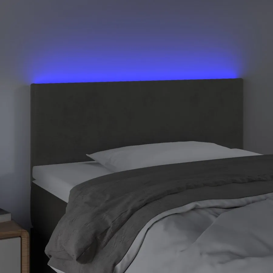 Tête de lit à LED Gris foncé 90x5x78/88 cm Velours - 3