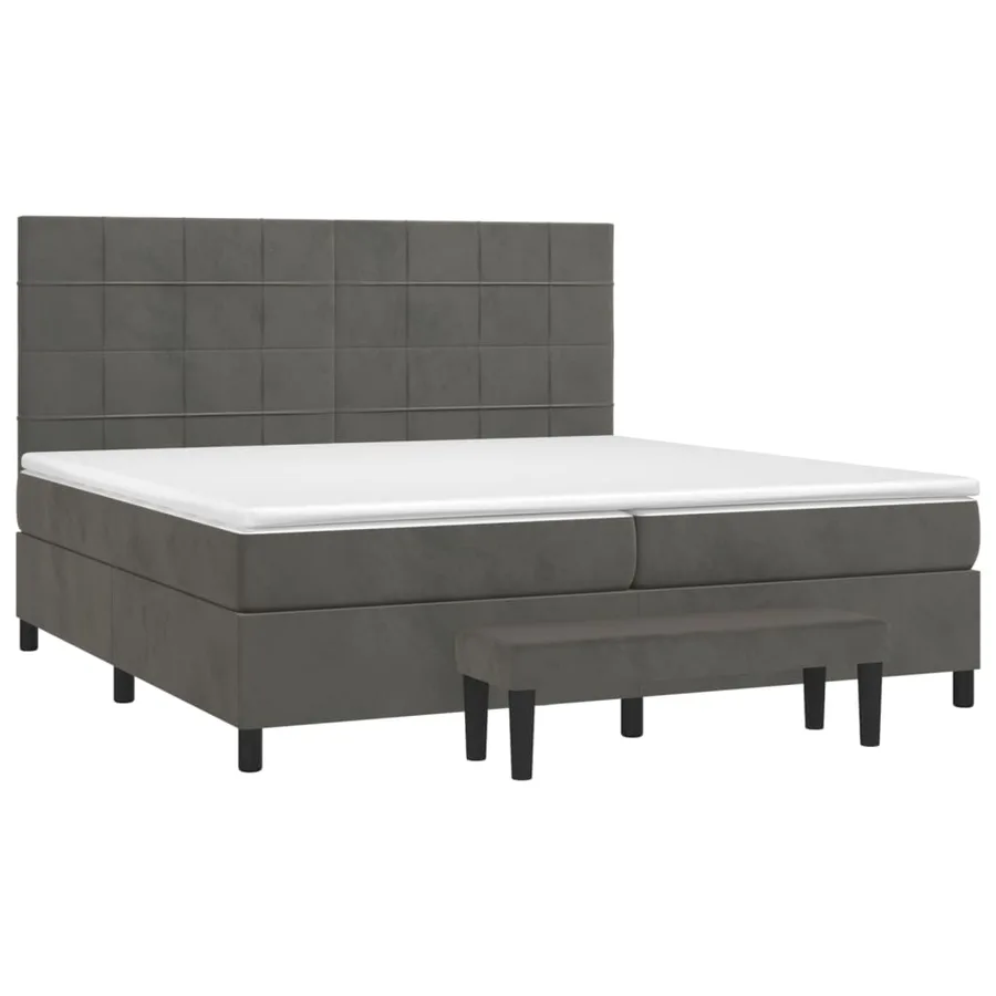 Sommier à lattes de lit et matelas Gris foncé 200x200cm Velours - 3