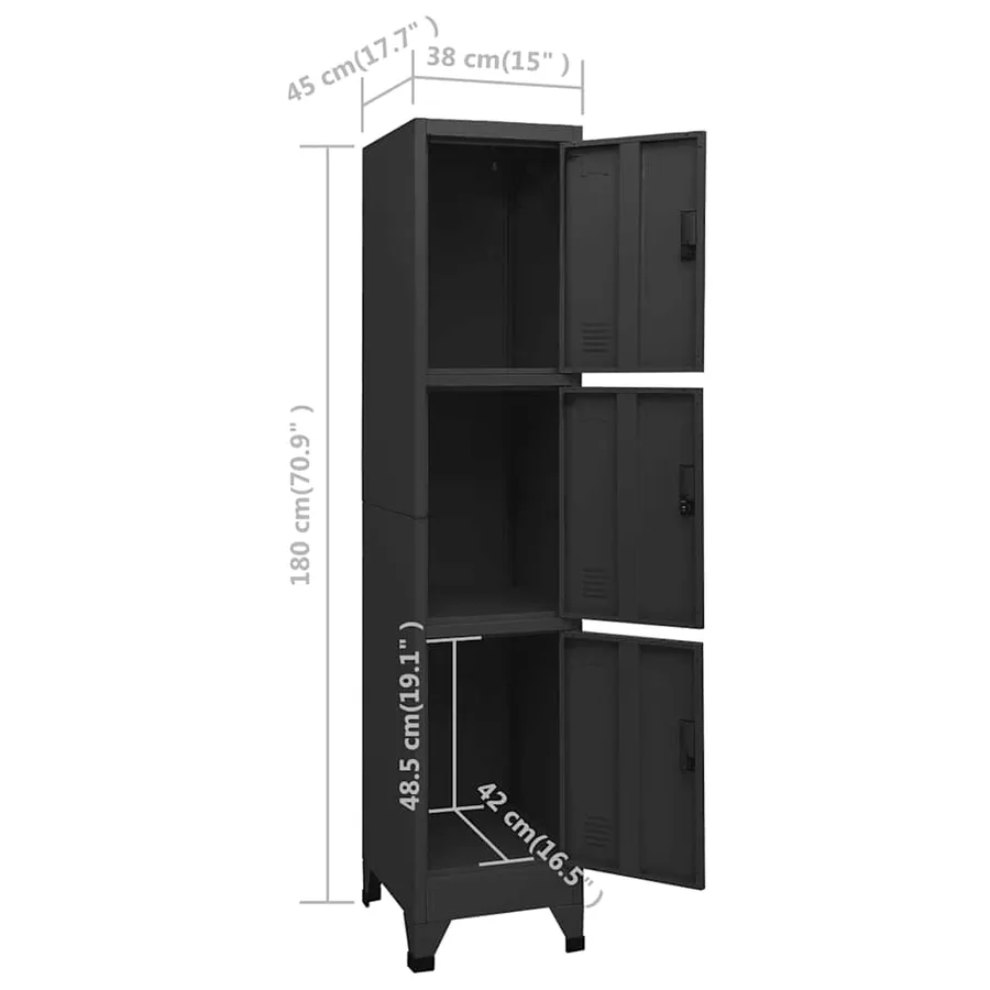 Armoire à casiers Noir 38x45x180 cm Acier - 8