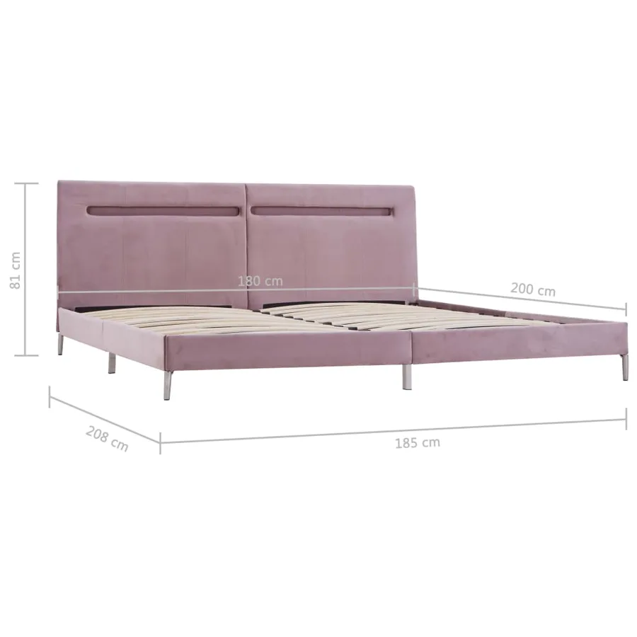 Cadre de lit avec LED sans matelas rose tissu 180x200 cm - 11