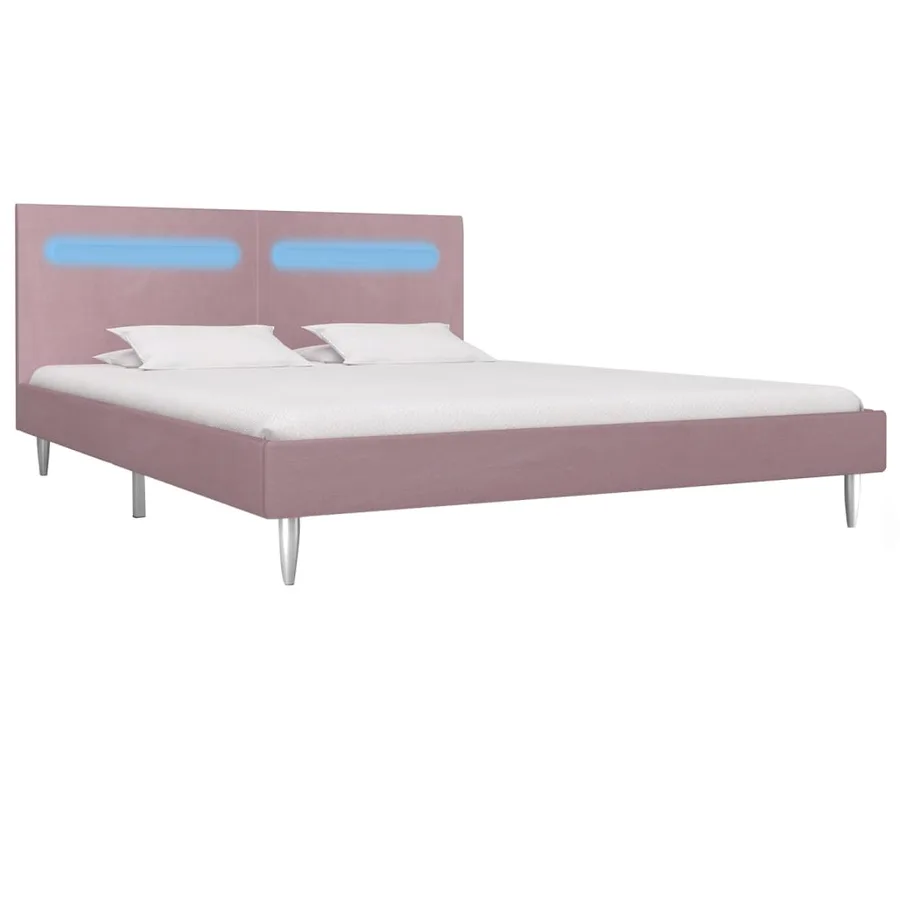 Cadre de lit avec LED sans matelas rose tissu 180x200 cm - 2