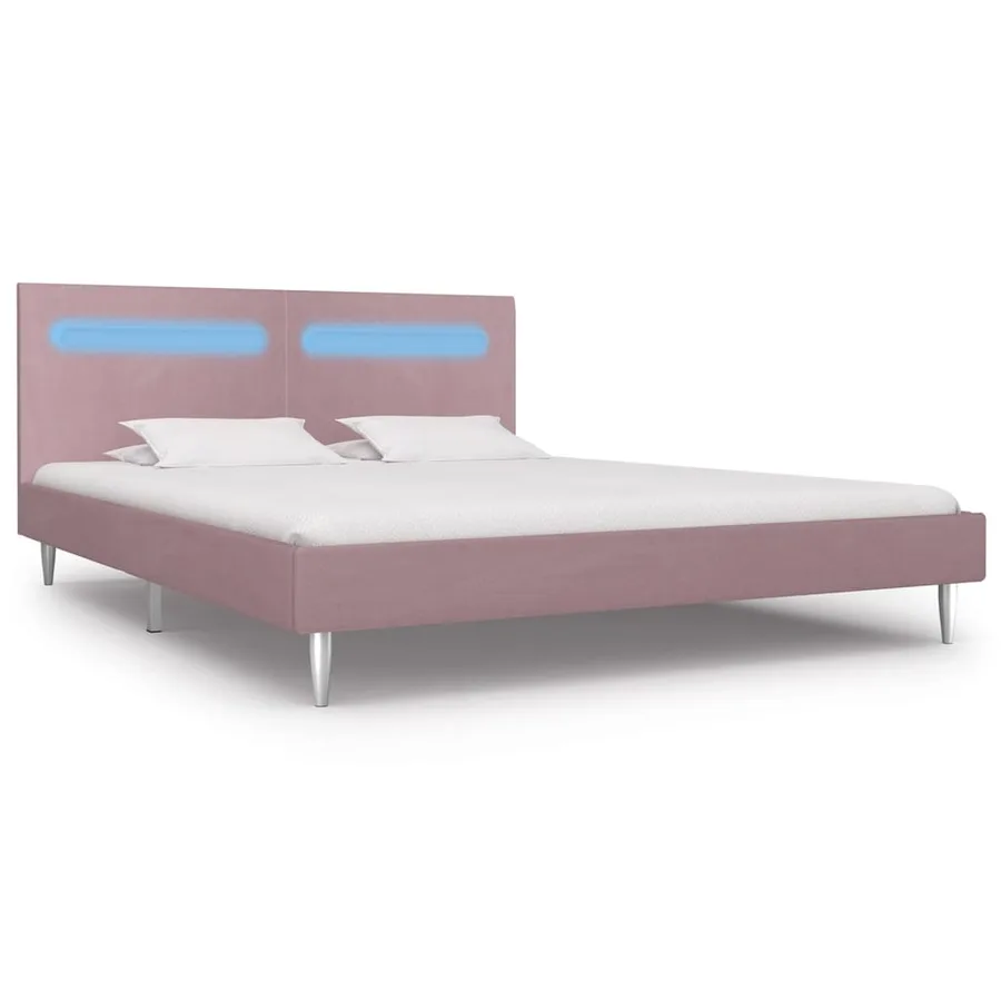 Cadre de lit avec LED sans matelas rose tissu 180x200 cm - 3