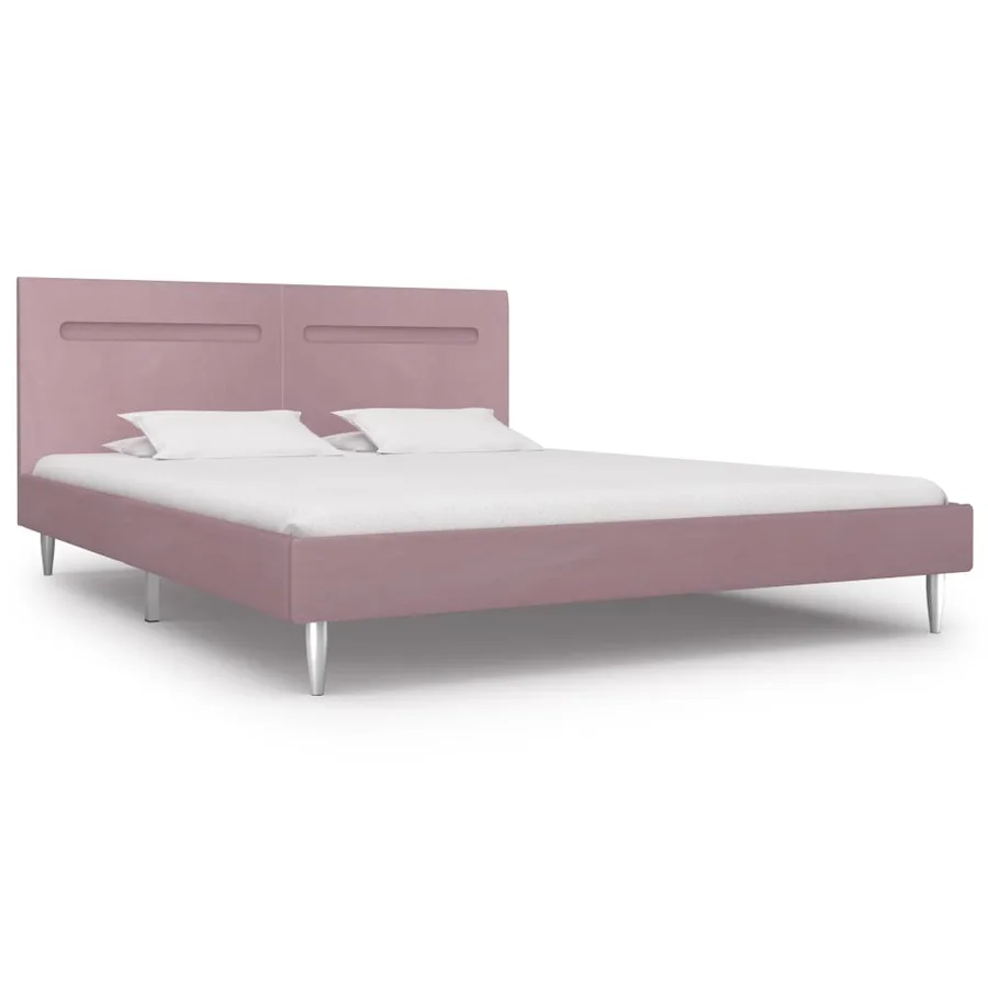 Cadre de lit avec LED sans matelas rose tissu 180x200 cm - 4