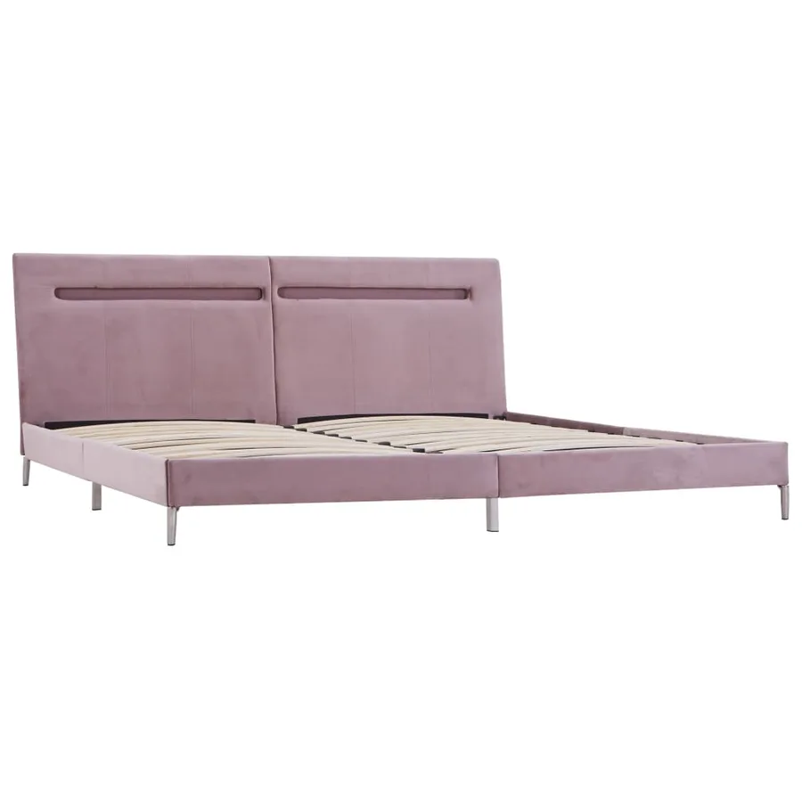Cadre de lit avec LED sans matelas rose tissu 180x200 cm - 5