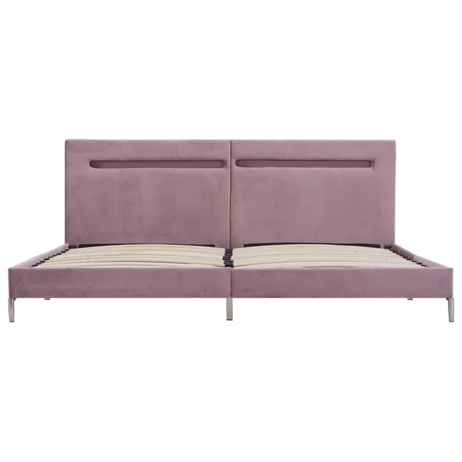 Cadre de lit avec LED sans matelas rose tissu 180x200 cm - 6