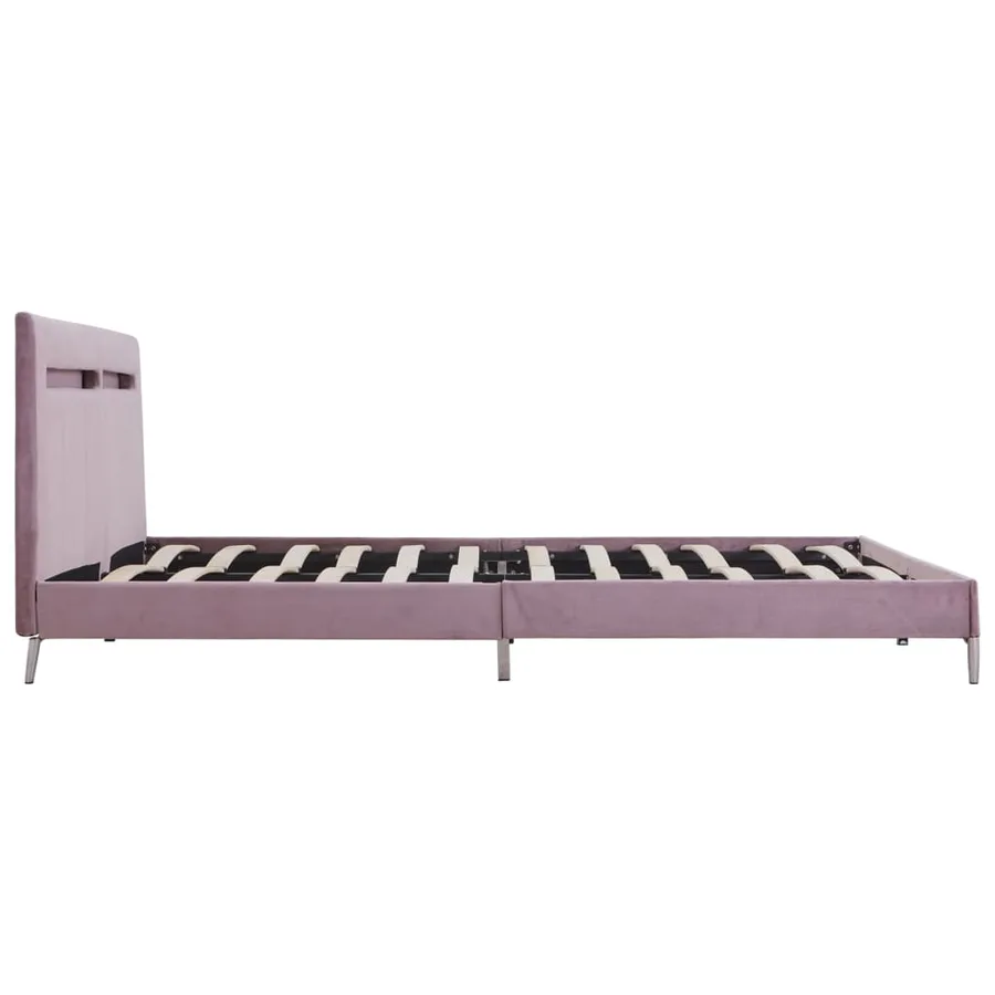 Cadre de lit avec LED sans matelas rose tissu 180x200 cm - 7