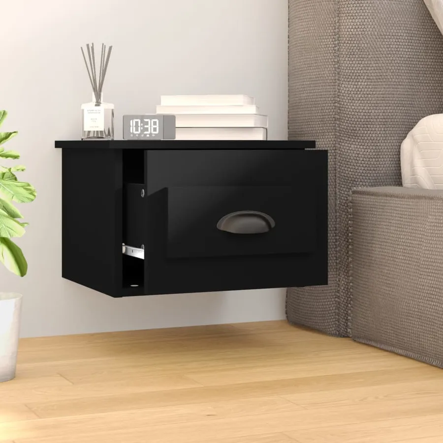 Table de chevet murale noir 41,5x36x28 cm - 3