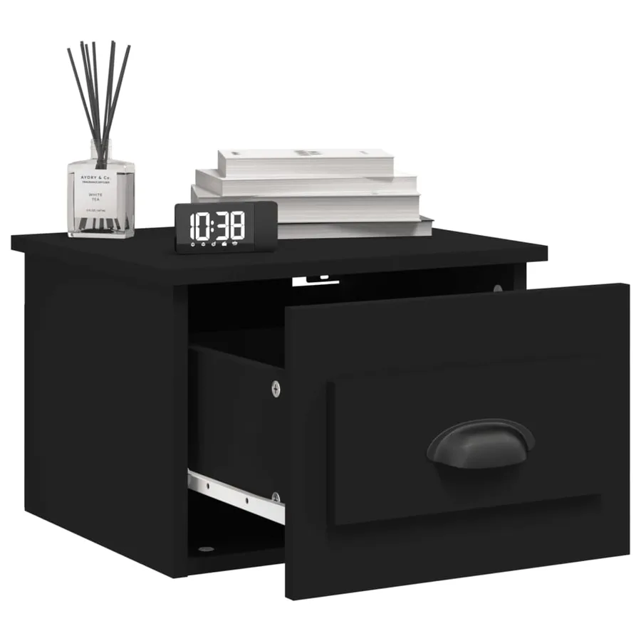 Table de chevet murale noir 41,5x36x28 cm - 4