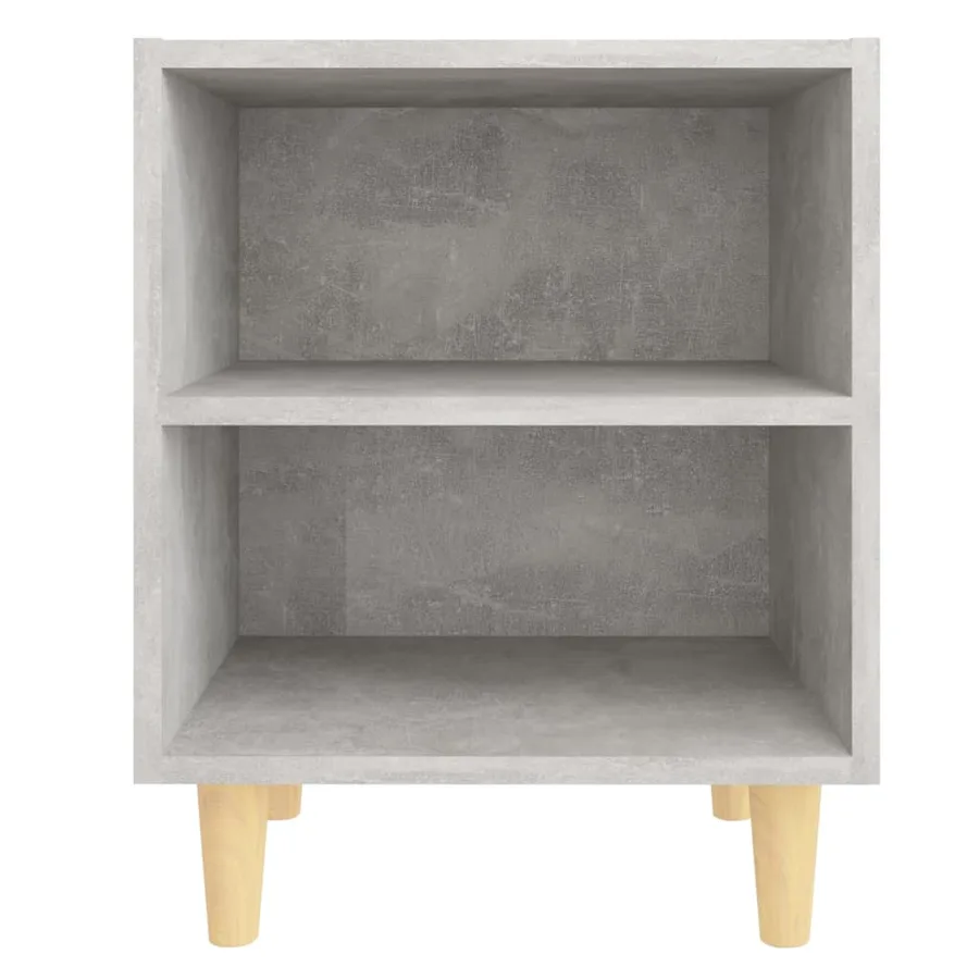 Table de chevet avec pieds en bois Gris béton 40x30x50 cm - 3