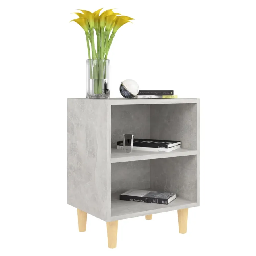 Table de chevet avec pieds en bois Gris béton 40x30x50 cm - 5