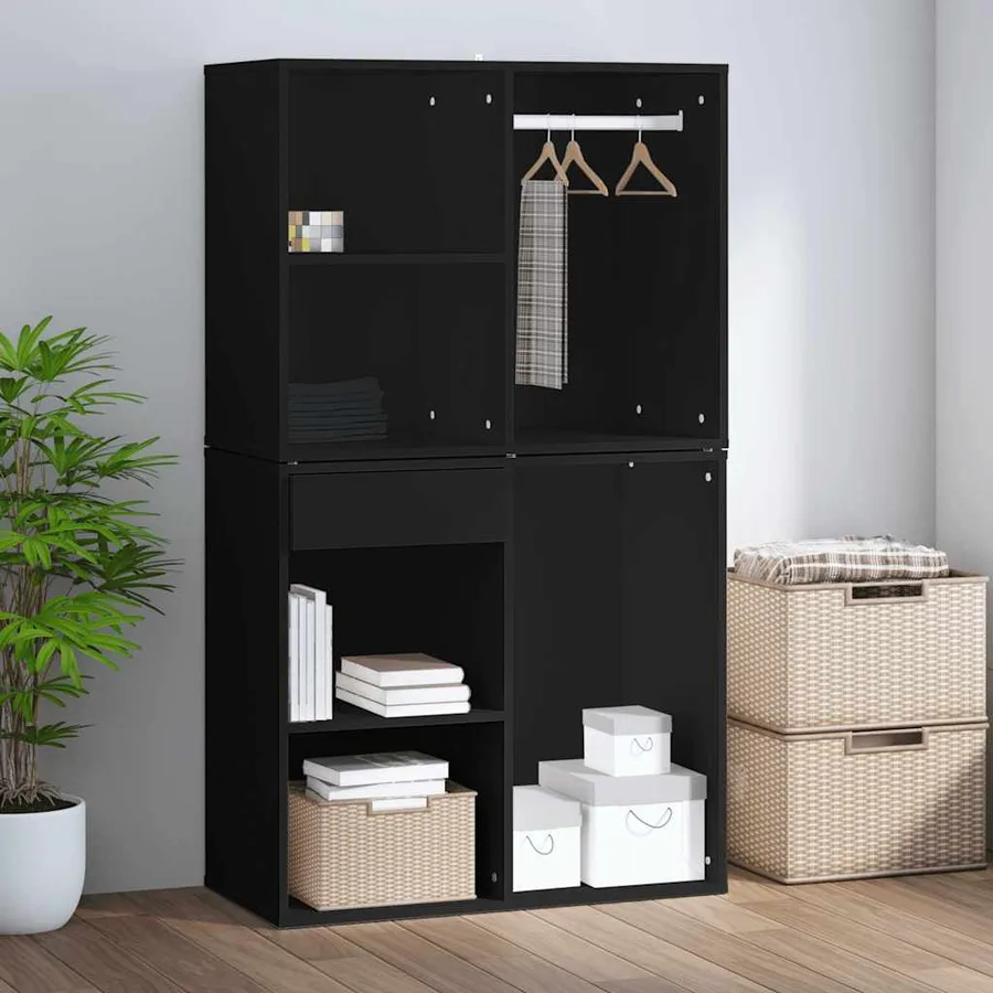 Armoire de dressing noir 80x40x65 cm bois d'ingénierie - 5