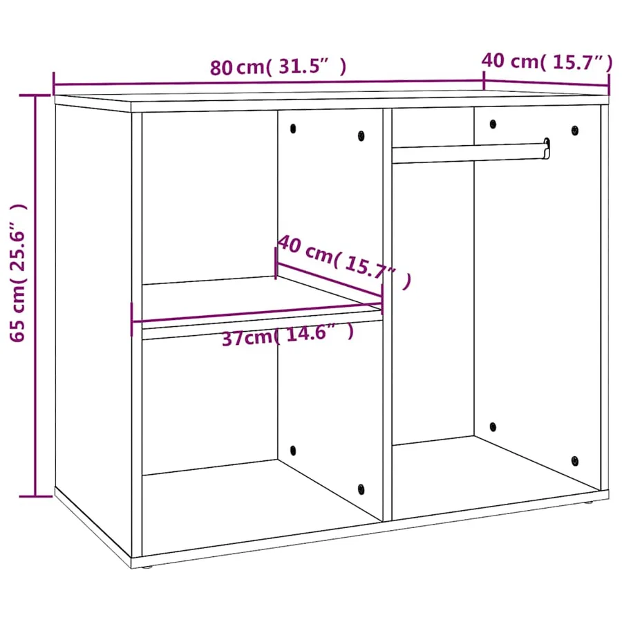 Armoire de dressing noir 80x40x65 cm bois d'ingénierie - 8