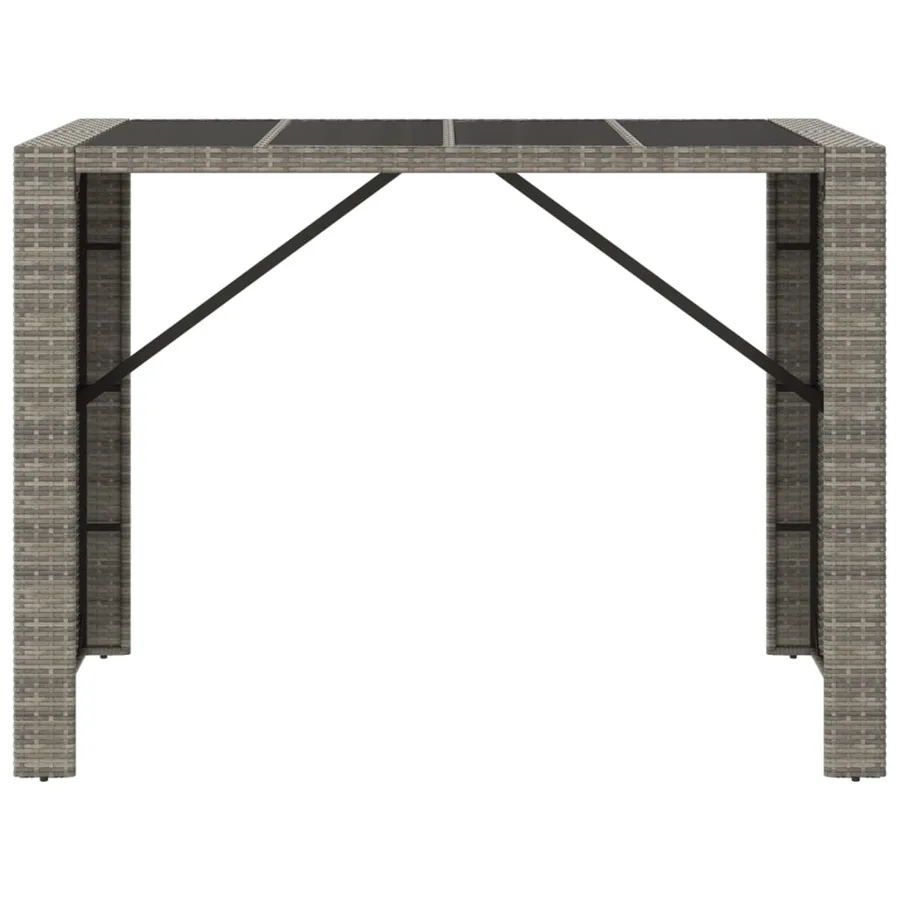 Table de bar et dessus en verre gris 145x80x110 cm poly rotin - 3