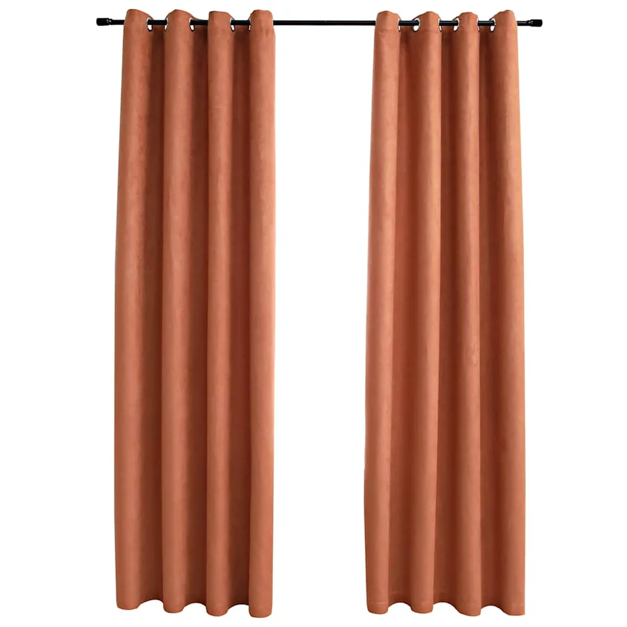 Rideaux occultants et anneaux en métal 2 pcs Rouille 140x245 cm - 2
