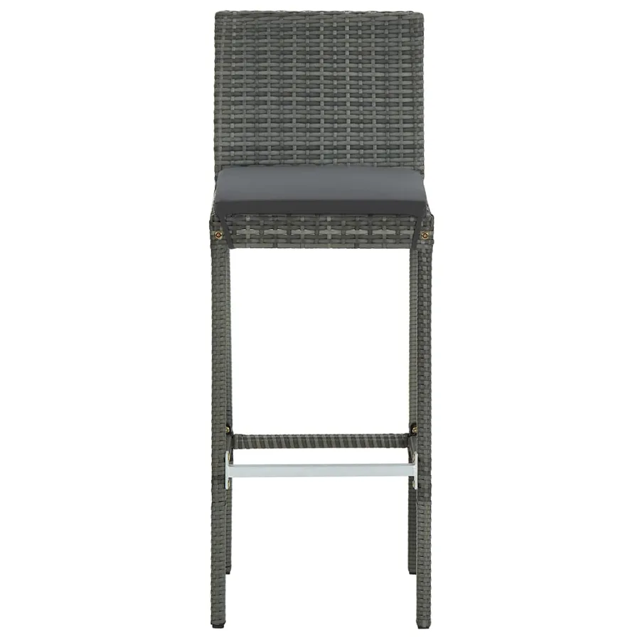 Ensemble de bar de jardin 5 pcs et coussins Résine tressée Gris - 10