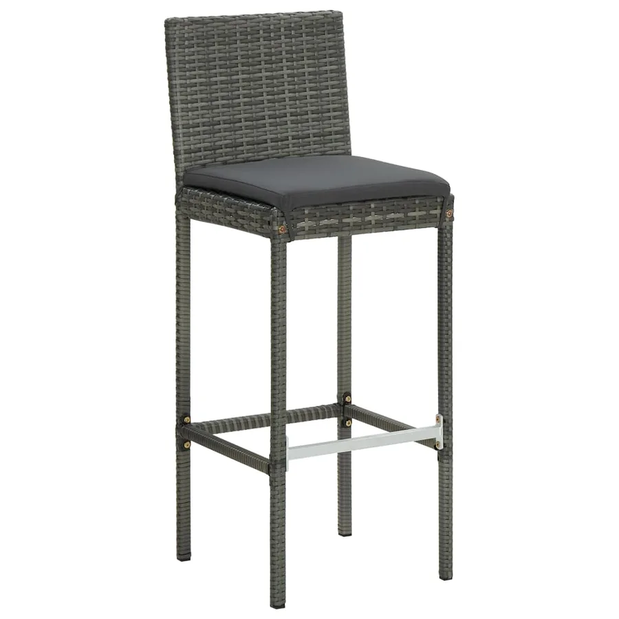 Ensemble de bar de jardin 5 pcs et coussins Résine tressée Gris - 9