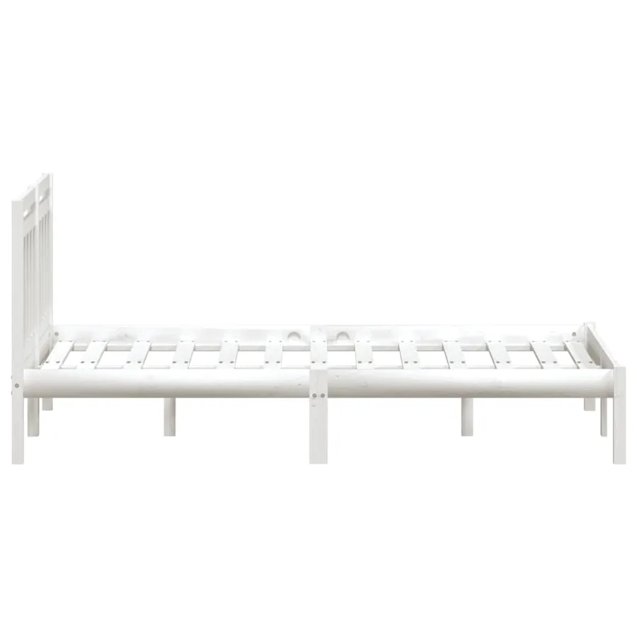 Cadre de lit sans matelas blanc bois massif 140x200 cm - 5