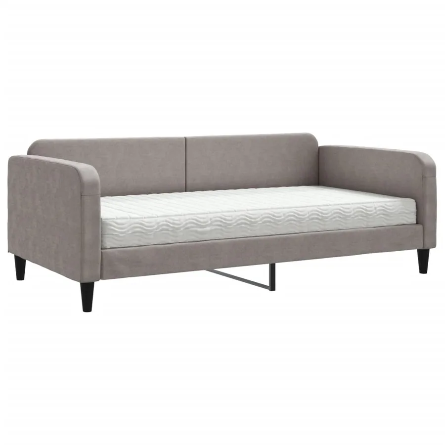 Lit de jour avec matelas taupe 100x200 cm tissu - 2