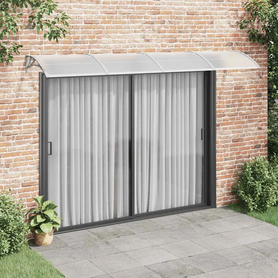 Auvent de porte Gris et transparent 350x75 cm Polycarbonate