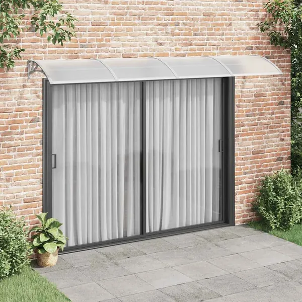 Auvent de porte Gris et transparent 350x75 cm Polycarbonate