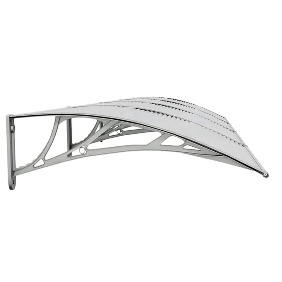 Auvent de porte Gris et transparent 350x75 cm Polycarbonate - 5