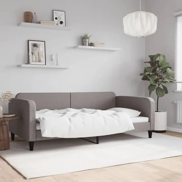 Lit de repos taupe 100x200 cm tissu