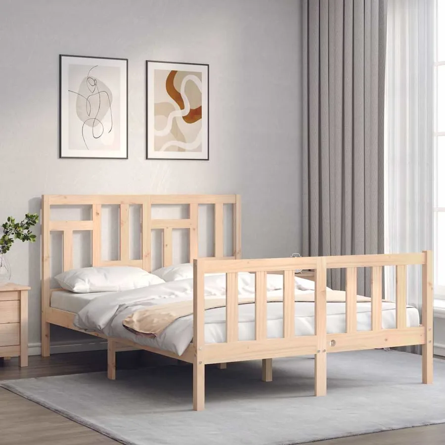 Cadre de lit sans matelas 140x200 cm bois massif de pin - 4