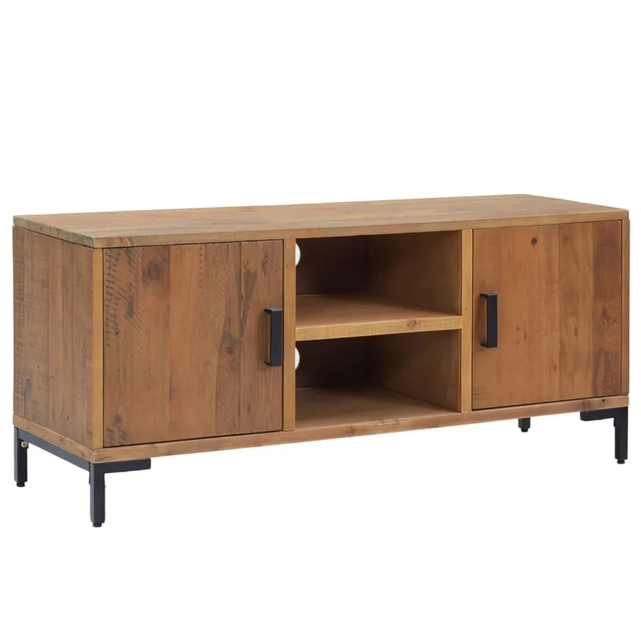 Meuble TV Marron 110x35x48 cm Bois de pin massif - 2