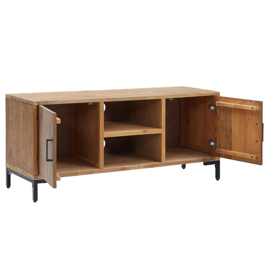 Meuble TV Marron 110x35x48 cm Bois de pin massif - 4