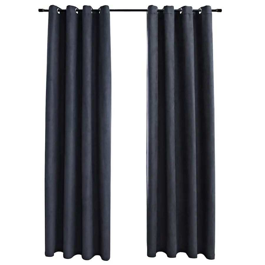 Rideaux occultants avec anneaux Métal 2pcs Anthracite 140x175cm - 2