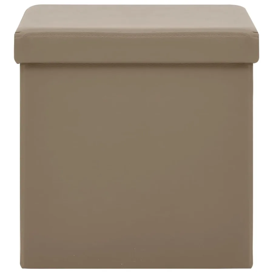 Tabourets de rangement pliables lot de 2 cappuccino PVC - 4