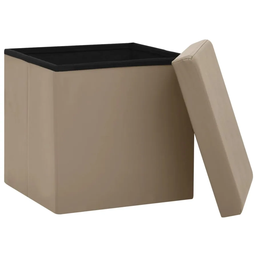 Tabourets de rangement pliables lot de 2 cappuccino PVC - 5