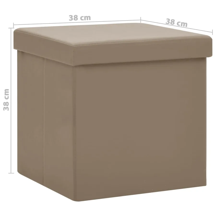 Tabourets de rangement pliables lot de 2 cappuccino PVC - 9