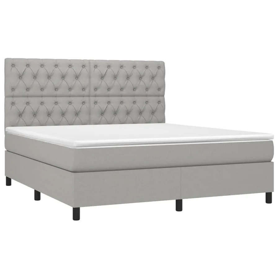 Sommier à lattes de lit matelas et LED Gris clair 160x200 cm - 3