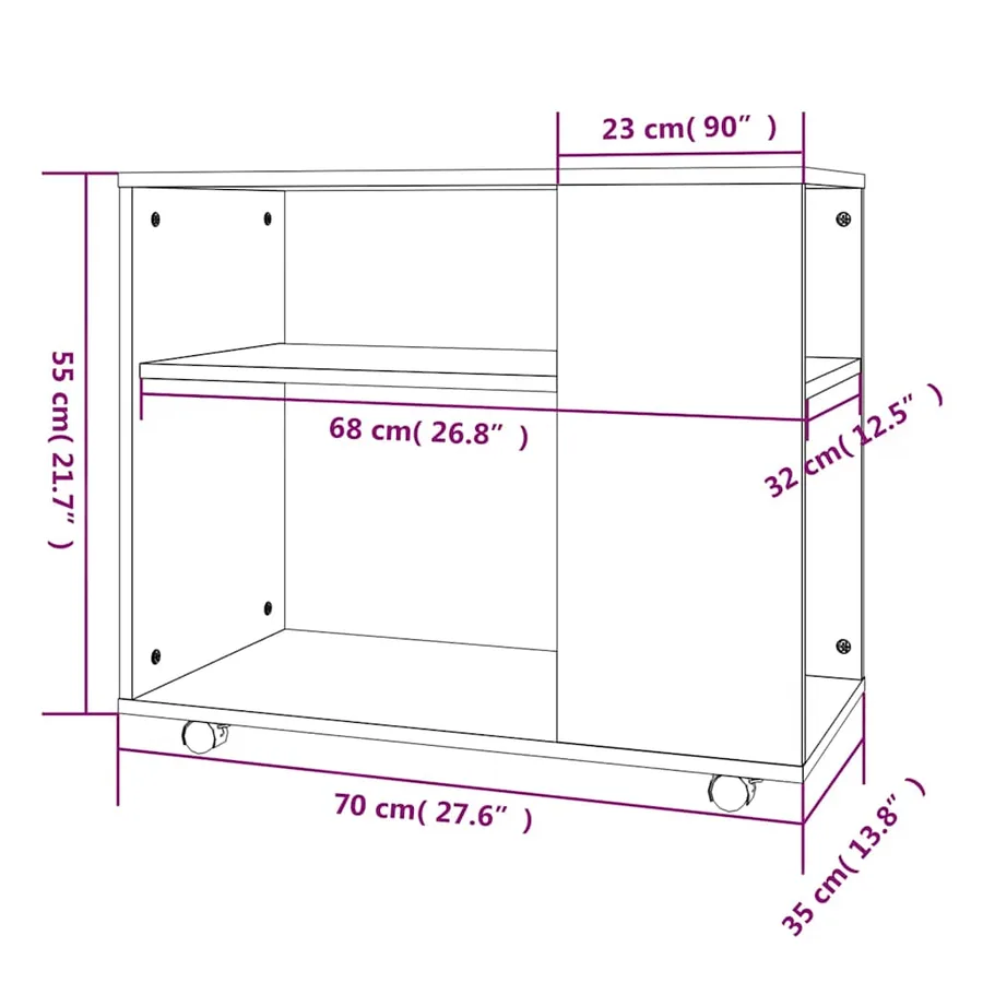 Table d'appoint Sonoma gris 70x35x55 cm Bois d'ingénierie - 8
