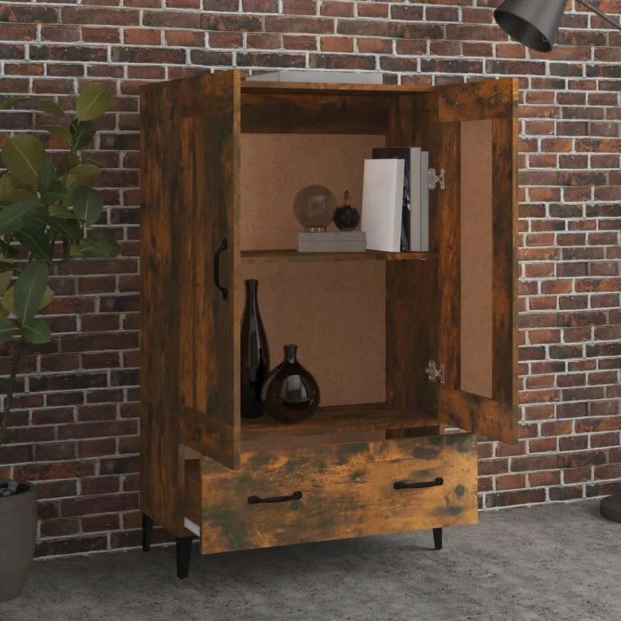 Buffet haut Chêne fumé 70x31x115 cm Bois d'ingénierie - 3