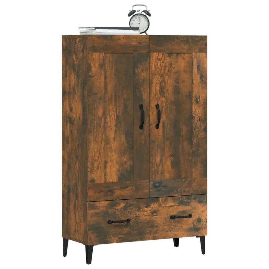 Buffet haut Chêne fumé 70x31x115 cm Bois d'ingénierie - 5