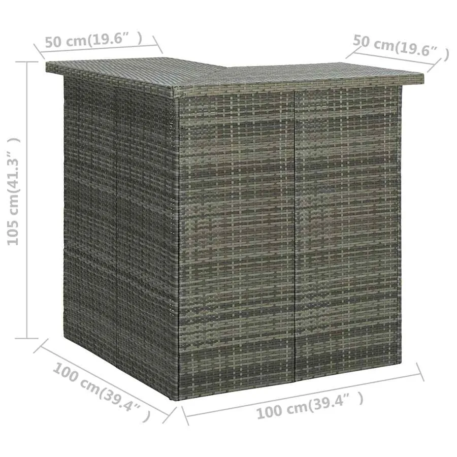 Ensemble de bar de jardin 4 pcs et coussins Résine tressée Gris - 12