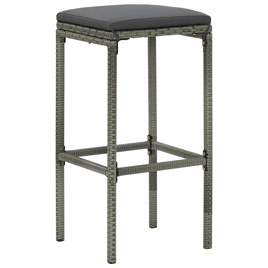 Ensemble de bar de jardin 4 pcs et coussins Résine tressée Gris - 8