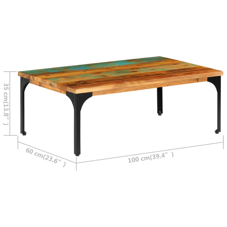 Table basse 100x60x35 cm Bois de récupération solide - 10