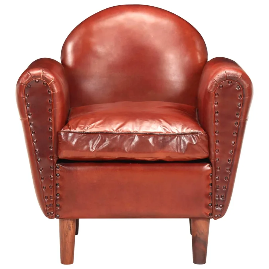 Chaise cabriolet Marron 77x65x79 cm Cuir véritable - 2