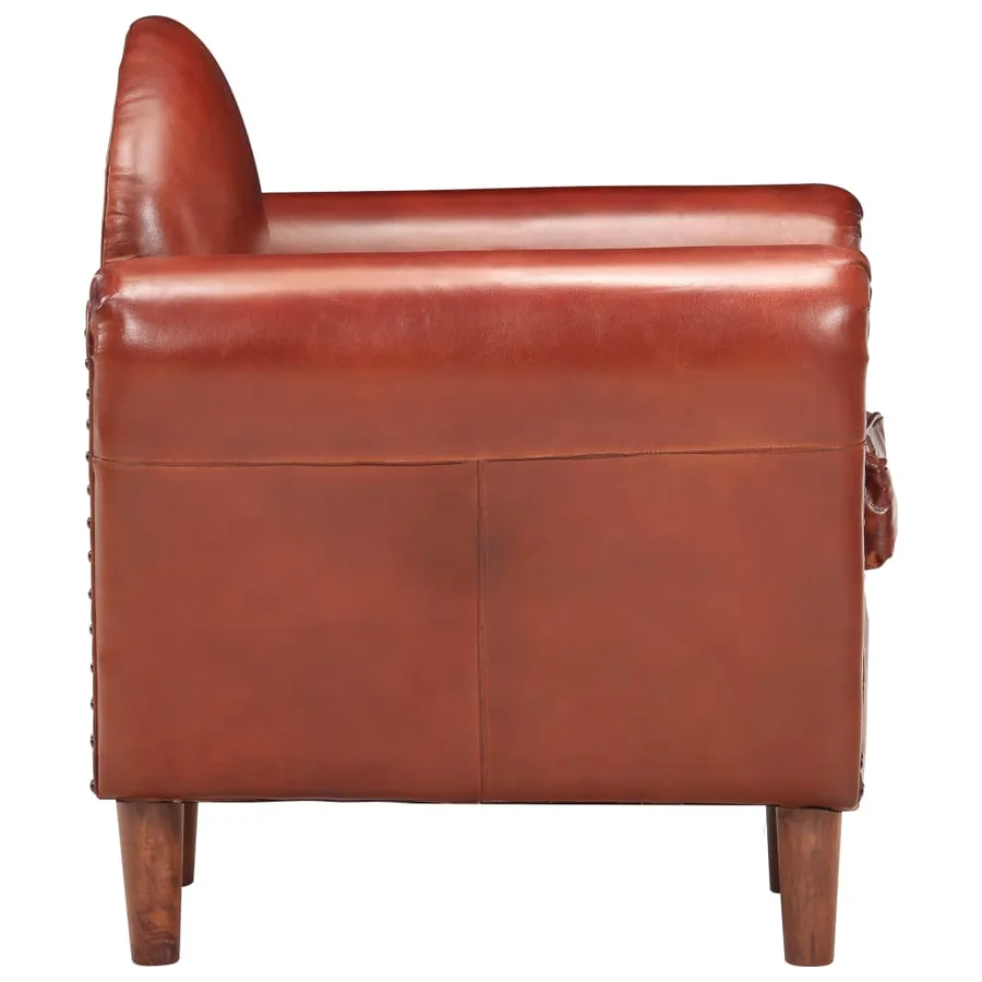 Chaise cabriolet Marron 77x65x79 cm Cuir véritable - 3