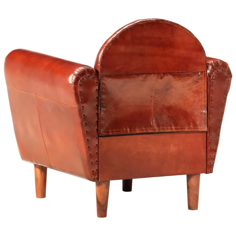 Chaise cabriolet Marron 77x65x79 cm Cuir véritable - 4
