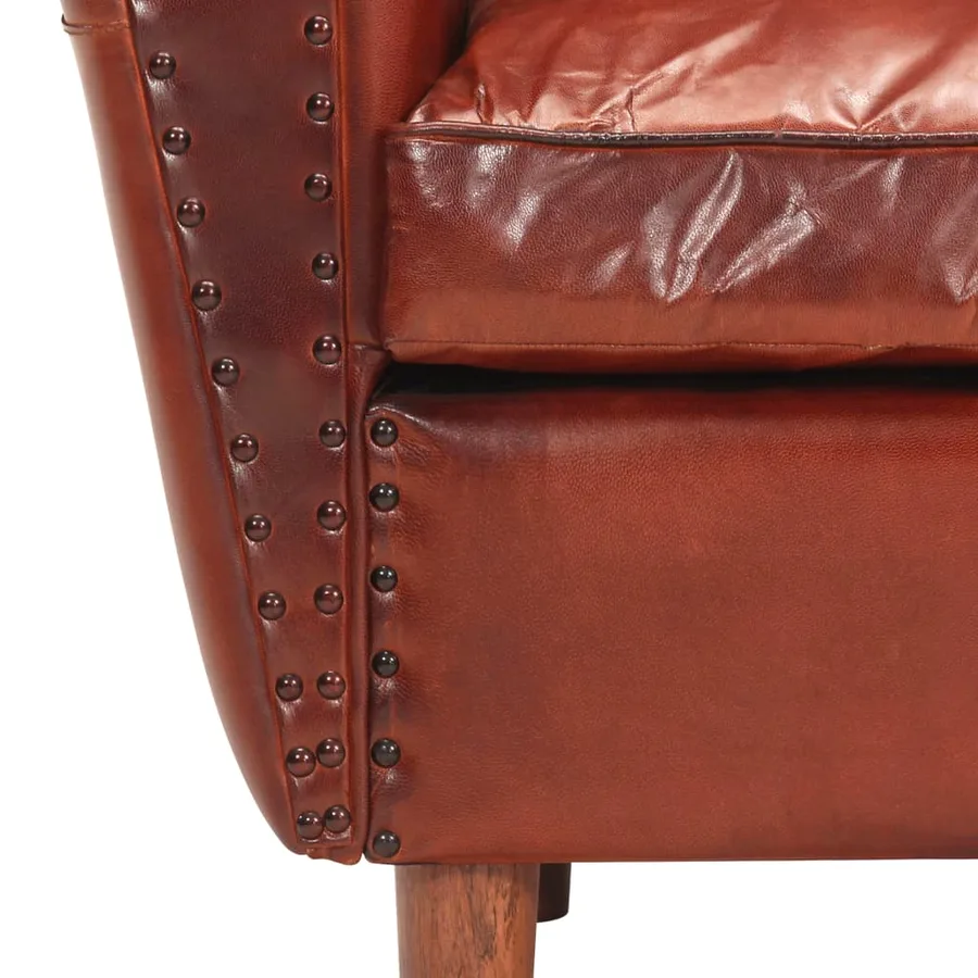 Chaise cabriolet Marron 77x65x79 cm Cuir véritable - 6
